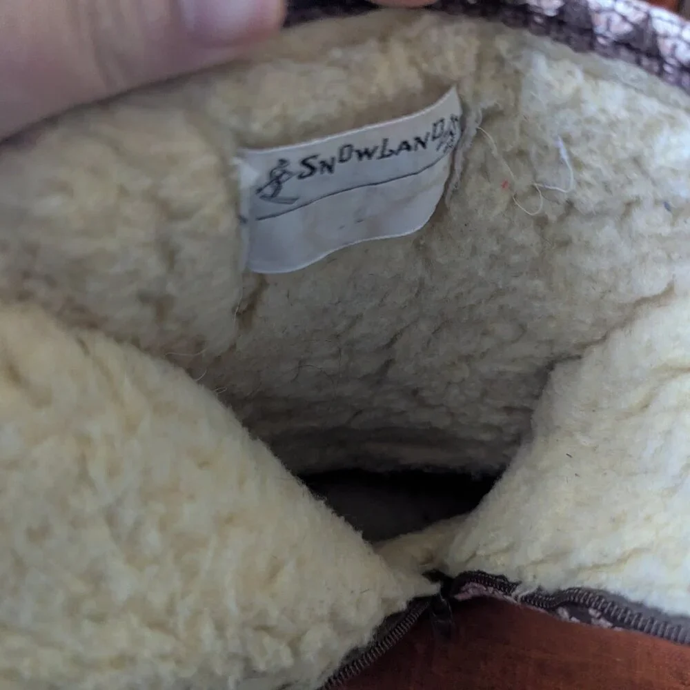 Vintage Scandi‎ Girl Fur Fleece Sherpa Boot Scandinavian Boho Snowland Winter 8